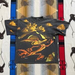 Vintage 1995 Wile E Coyote Roadrunner T-Shirt All Over Print Sz XL Looney Tunes